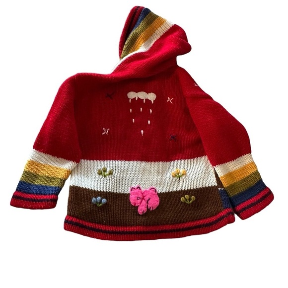 Importadora Ecuatoriana kids size 2T Red Colorful Full Zip Hooded Cardig… - Picture 2 of 4